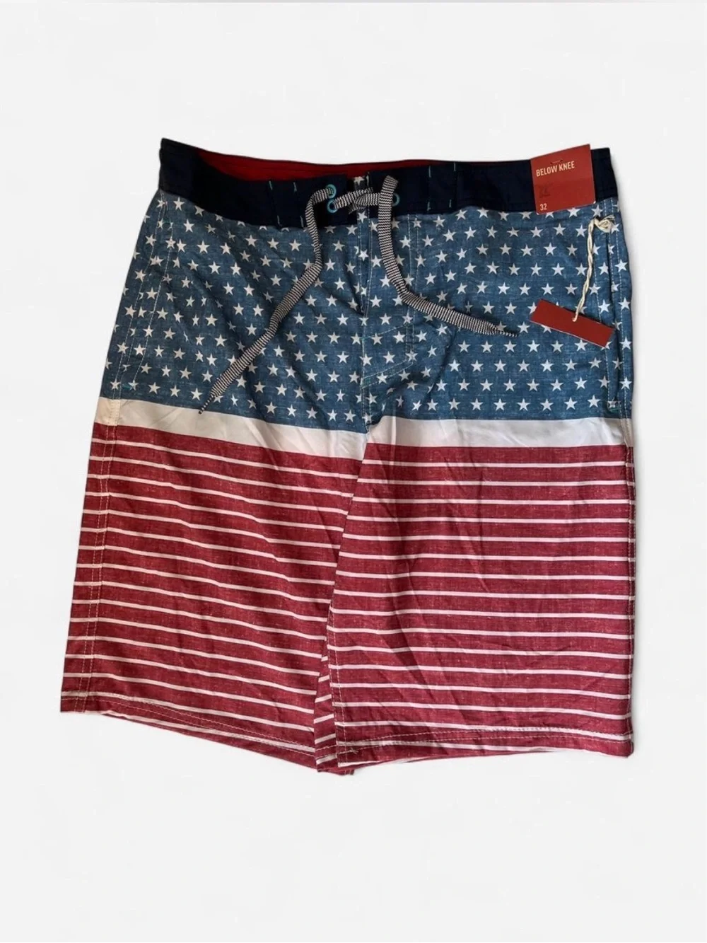 Mossimo Supply Co. Patriotic Star & Stripe Board Shorts - Red, Blue, White